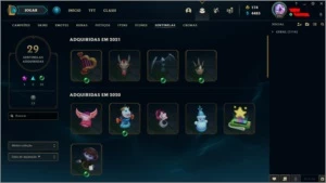 conta ótima com 1001 skins e todos os champs habilitados - League of Legends LOL