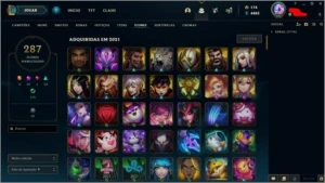 conta ótima com 1001 skins e todos os champs habilitados - League of Legends LOL