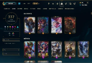 Platina 3 com TODOS os Champs e 337 Skins + 5 Prestigios - League of Legends LOL