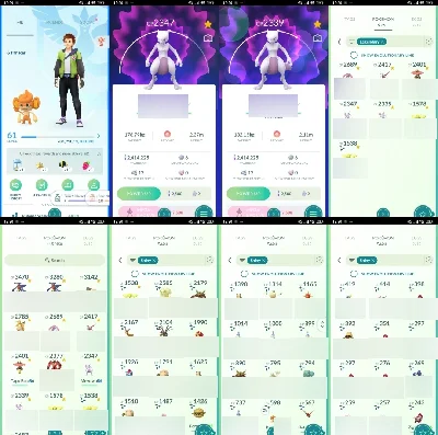 Lvl 61 + 2 Mewtwo 2.4M Stardust + 64 Shinies + Hundos 025A