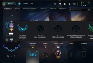 Platina 2 com 50 Champs e 5 Skins + 2 Fragmentos - League of Legends LOL