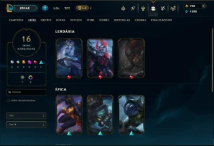 Diamante 3 com 70 Champs e 16 Skins - League of Legends LOL