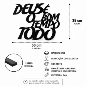 Quadro Deus é Bom o Tempo Todo em MDF 50 x 35 cm - Artesanato e Personalizados