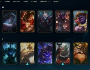 Gold IV, todos campeões habilitados, honra lvl 3, 105 skins - League of Legends LOL