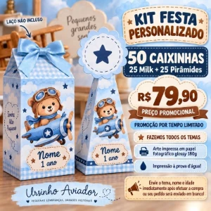 Kit 50 Caixinhas Personalizadas - 25 Milk e 25 Pirâmides - Artesanato e Personalizados