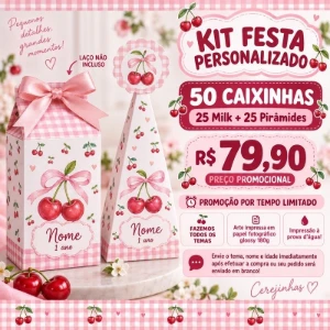 Kit 50 Caixinhas Personalizadas - 25 Milk e 25 Pirâmides - Artesanato e Personalizados