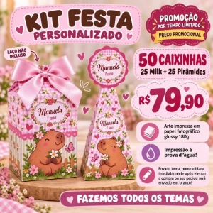 Kit 50 Caixinhas Personalizadas - 25 Milk e 25 Pirâmides - Artesanato e Personalizados