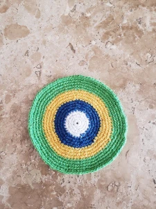 Kit Sousplat e Porta Copo Brasil em Crochê - Artesanato e Personalizados