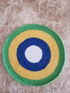 Kit Sousplat e Porta Copo Brasil em Crochê - Artesanato e Personalizados