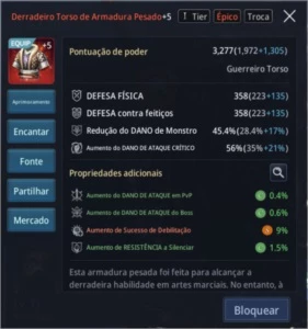 VENDO: ARMADURA EPICA DE GUERREIRO ATK!!!! SA43 - MIR4