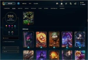 ACC LOL/ PLAT 2/ 205 SKINS(9 MÍTICAS)/10 GEMAS/ALL CHAMPS - League of Legends