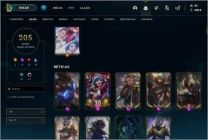 ACC LOL/ PLAT 2/ 205 SKINS(9 MÍTICAS)/10 GEMAS/ALL CHAMPS - League of Legends