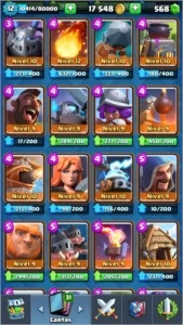Conta clash royale nível 12 com todas cartas