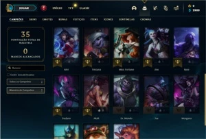 Conta Unranked com 23 Champs e 8 Skins - League of Legends LOL