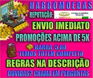 Habbo Moedas - Envio Imediato - 50C = 1 Barra - Habbo Hotel