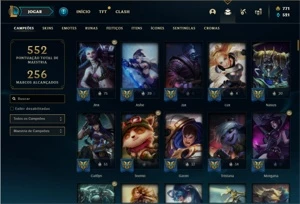 Conta bronze 1 com TODOS os champs e 277 Skins + 3 Prestigio - League of Legends LOL