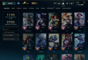 Prata 3 com TODOS os Champs e 175 Skins+1 Rara ( Nivel 798 ) - League of Legends LOL
