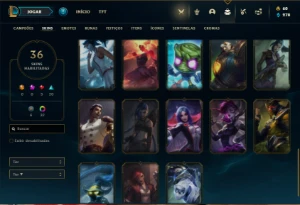 Conta Unranked com 75 Champs e 36 Skins + 33 Cromas - League of Legends LOL