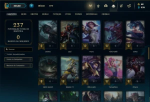 Conta Unranked com 75 Champs e 36 Skins + 33 Cromas - League of Legends LOL