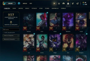 Conta Unranked com 75 Champs e 36 Skins + 33 Cromas - League of Legends LOL