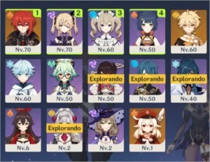 AR 40 Diluc e Klee + Catalisador 5 estrelas, Stamina full - Genshin Impact