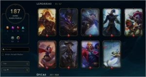 Conta League of Legends Full Champions 187 Skins LOL