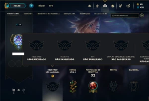 Unranked com 25 Champs e 3 Skins + 600 RP - League of Legends LOL