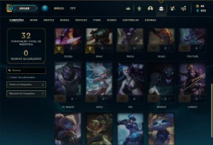 Unranked com 25 Champs e 3 Skins + 600 RP - League of Legends LOL