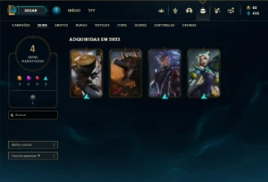 Unranked com 25 Champs e 3 Skins + 600 RP - League of Legends LOL