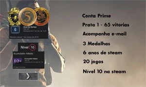 Steam Level 10, 20 jogos, Moeda Fogo Selvagem e 5 anos - Counter Strike CS