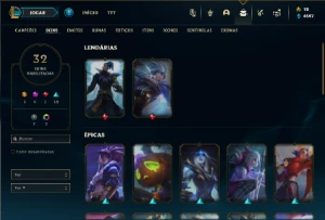 Esmeralda 3 com 85 Champs e 32 Skins - League of Legends LOL