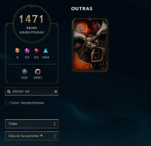 Conta Ex Grão Mestre - Plat 1 atualmente MMR alto. 1471 SKIN - League of Legends LOL
