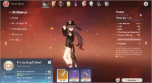 Conta Genshin Impact AR 7 com Hutao + Espinha Celestial