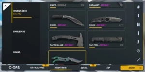 Conta de critical ops com 541 skins mais 12 facas - Counter Strike CS