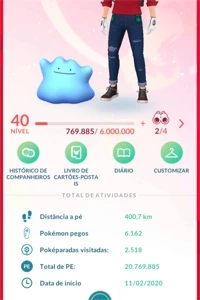 Conta lvl 40 Pokémon Go com Unown Shiny