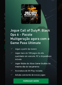 Xbox Game Pass Ultimate 1 Mês com Xcloud  e COD Black Ops 6 - Gift Cards