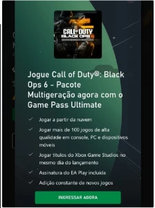 Xbox Game Pass Ultimate 1 Mês com Xcloud  e COD Black Ops 6 - Gift Cards