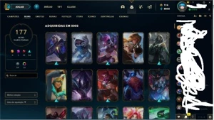 CONTA DE LOL 277 SKINS NV 251 ELO OURO 2 - League of Legends