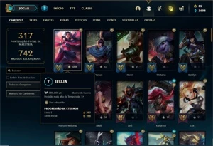 Conta bronze 3 com 95 Champs e 90 Skins Prestigio - League of Legends LOL