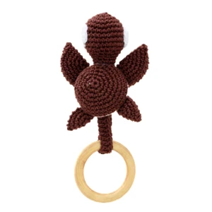 Mordedor Tartaruga Marrom com Argola de Madeira - Artesanato e Personalizados
