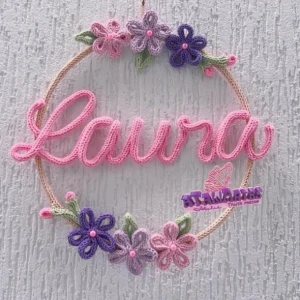 Guirlanda jardim florido personalizado em Tricotin - Artesanato e Personalizados