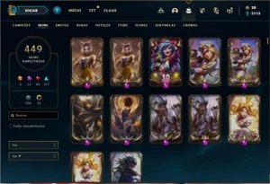 Conta ouro 4 com TODOS os champs e 449 Skins + 11 Prestigios - League of Legends LOL