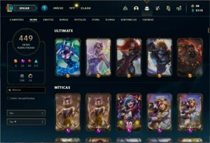 Conta ouro 4 com TODOS os champs e 449 Skins + 11 Prestigios - League of Legends LOL
