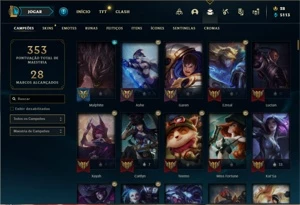 Conta ouro 4 com TODOS os champs e 449 Skins + 11 Prestigios - League of Legends LOL