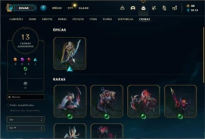 Conta ouro 4 com TODOS os champs e 449 Skins + 11 Prestigios - League of Legends LOL