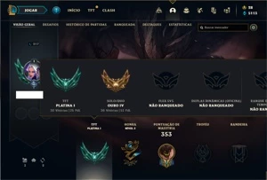 Conta ouro 4 com TODOS os champs e 449 Skins + 11 Prestigios - League of Legends LOL