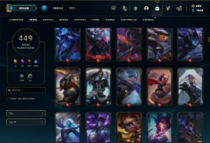 Esmeralda 4 com TODOS os champs e 449 Skins ( ADC / TOP ) - League of Legends LOL