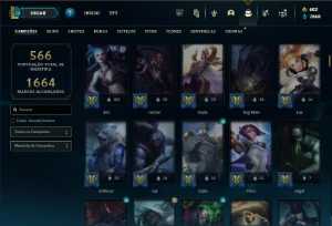 Esmeralda 4 com TODOS os champs e 449 Skins ( ADC / TOP ) - League of Legends LOL