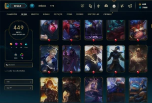 Esmeralda 4 com TODOS os champs e 449 Skins ( ADC / TOP ) - League of Legends LOL