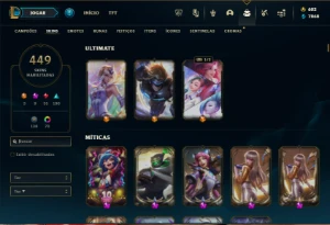 Esmeralda 4 com TODOS os champs e 449 Skins ( ADC / TOP ) - League of Legends LOL